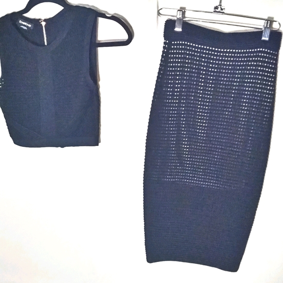 bebe knitted skirt and crop top sleeveless